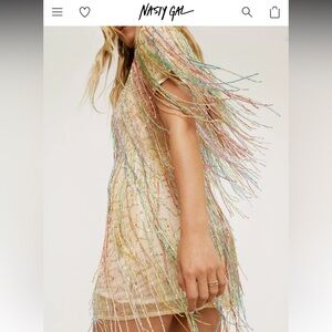 Nasty Gal Tassel Beaded Mini Shift Dress